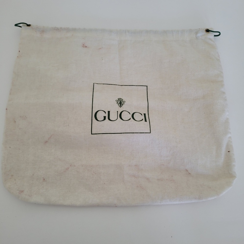 Gucci Vintage Dust Bag Off White Cotton Logo Storage Pouch 12x10 Fair Condition